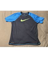 Nike Dri-Fit Blue Black Short Sleeve Athletic Shirt XL Geometric Swoosh - $168.69 MXN