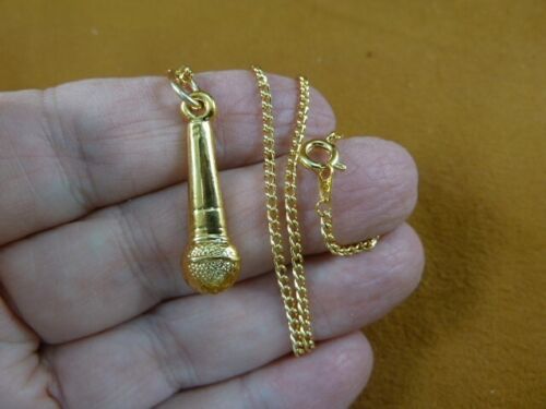 Primary image for (M-1-K) little Shure SM 58 Mic gold MICROPHONE PENDANT necklace jewelry short