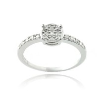 1/5CT Natürlich Diamant Klaster Verlobung Versprechen Ring 14K Weiß Vergoldet - £221.99 GBP