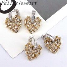 3Pairs,Fashion Classic Gold Silver Color Heart Shape Earrings Crystal Zircon Dro - £42.14 GBP