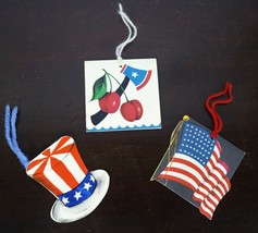 3 Vintage Patriotic Bridge Tally Game Cards Fourth of July Flag, Uncle Sam, Axe - £17.13 GBP