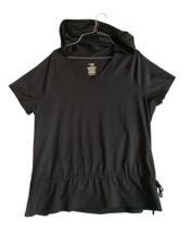 Danskin Now Womens Black Hooded Top V-Neck Pullover Hoodie Size 2X 18-20 - $13.96