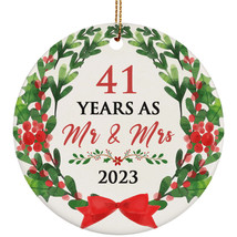 41th Wedding Anniversary Ornament 41 Years As Mr &amp; Mrs Wreath Christmas Gifts - £11.83 GBP