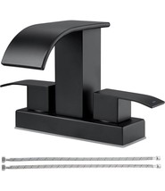 TIORIY Matte Black Stainless Steel 2 Handle Waterfall Bathroom Sink Faucet - £31.51 GBP