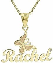 Personalized Engrave Name 10k 14k Solid Gold Butterfly Pendant Necklace - $287.88+