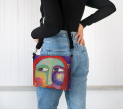Funky Abstract Art Vegan Leather Crossbody Shoulder Bag Handbag Purse - £51.35 GBP