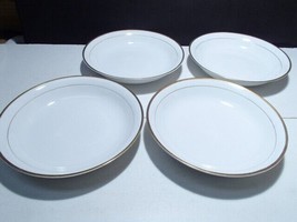 4 Vintage Pope-Gosser Low Soup Bowls ~~ White with Gold Trim ~~ rare ones - £7.88 GBP