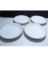 4 Vintage Pope-Gosser Low Soup Bowls ~~ White with Gold Trim ~~ rare ones - $186.63 MXN