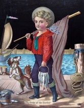 Decor Poster.Wall room design.Vintage interior.Victorian boy fishing.12451 - $17.82+