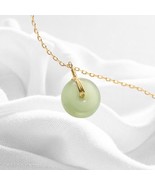 Vintage Style Green Jade Sterling Silver Necklace with 14K Gold Plating - $117.81