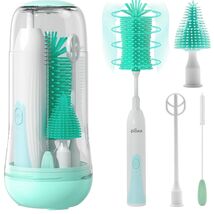 Portable Electric Bottle Brush Cleaner Kit for New Moms - Green 7-in-1 Set - $54.40