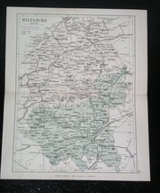 1884 Antique Map Of County Of Wiltshire Salisbury Wilton England - £13.61 GBP