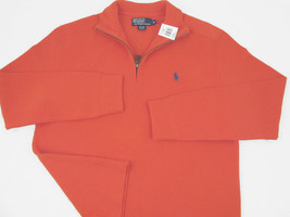 NEW! NWT! $98.50 Polo Ralph Lauren Colorful Orange Zip Neck Sweatshirt! S - £51.95 GBP