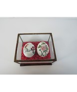 Vintage Chinese Hand Painted Eggs In Glass Display Case Bird Flowers Bra... - $13.37