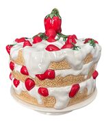 Vintage Strawberry Shortcake Ceramic Pedestal Footed Cake Plate Dome Cover Retro - €59,21 EUR