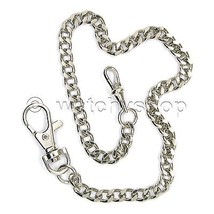 Silver Color Pocket Watch Albert Chain for Men with Big Lobster Swivel Clasp F03 - £14.75 GBP