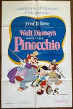 *Walt Disney&#39;s PINOCCHIO (R-78) One-Sheet Poster Great Animation Artwork... - $75.00