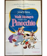 *Walt Disney&#39;s PINOCCHIO (R-78) One-Sheet Poster Great Animation Artwork... - $102.90 CAD