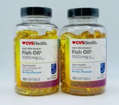 2 CVS Health 100% Wild Alaskan Fish Oil 1000 mg  240 Softgels Total Exp 10/2024 - £17.38 GBP