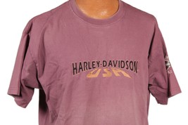 Harley Davidson Berwyn IL Embroidered Tee Shirt Men&#39;s XL Plum Shows mino... - £13.19 GBP