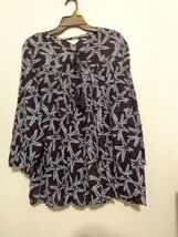 Crown &amp; Ivy Pullover Blouse Shirt Blue Navy Starfish Boho Lightweight XL - $14.00