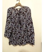 Crown &amp; Ivy Pullover Blouse Shirt Blue Navy Starfish Boho Lightweight XL - $14.00