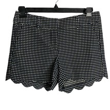Ann Taylor Polka Dot Shorts 6P Black Pockets Scalloped Hem Belt Loops Zi... - $18.86