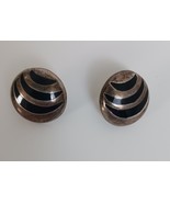 Vintage Mexico .925 Sterling Taxco TA-132 Round Onyx Earrings 1&quot; - $589.25 MXN