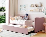Twin Size Upholstered Daybed With Pop Up Trundle, Pink - $648.99