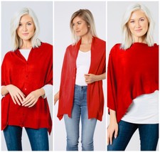 Simply Noelle bordeaux wrap shawl pashmina red 5 button - $619.82 MXN