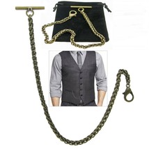 Bronze Albert Chain Pocket Watch Chain for Men Spiga Wheat Chain T Bar AC109N - £12.52 GBP