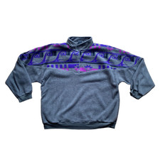 Vintage Olympics JC Penney XL Fleece Sweatshirt Printed Shoulder Gray Purple - £20.01 GBP