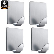 4 pack  Stainless Steel Self Adhesive Hooks 1 7/8&quot; Peel &amp; Stick Free Shi... - £6.30 GBP