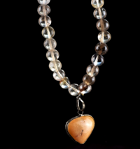 satyaloka + agnitite crystal+ smoky ,golden healer heart bracelet  #6063 - £20.32 GBP