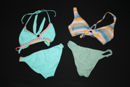 Lot of 2 Swim Bikini Bathing Suits Size Small Top &amp; Bottom Mint Green Peach - £17.65 GBP