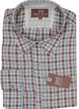NEW $145 Hickey Freeman Linen Buttondown Shirt! Large  White Blue & Purple Plaid - $64.99