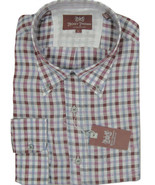 NEW $145 Hickey Freeman Linen Buttondown Shirt! Large  White Blue &amp; Purp... - £50.81 GBP