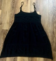 En Creme Women&#39;s Simple Eyelet Style Lace Trim Strappy Dress Black M NWOT - $29.70