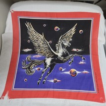 VTG 1980s Pegasus Flying Winged Horse in Space 22x21 Bandana Made in USA - $14.55