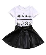 Quality Kids Girl Mini boss Tops + Leather Skirt 2PCS Girl Birthday, bab... - $27.71