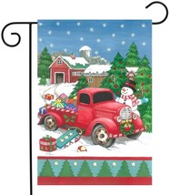 Snowman Presents Truck Briarwood Lane Christmas Garden Flag 12.5&quot; x 18&quot; ... - £7.07 GBP