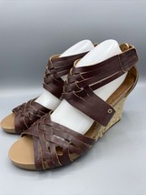 Indigo by Clarks Brown Leather Espadrille Wedge Sandals Women’s Size 11 - $357.52 MXN