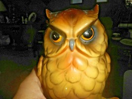 Vintage Ceramic Tall Owl &quot;Be Wise Save&quot; Piggy Bank Coin Container w stopper - £21.63 GBP