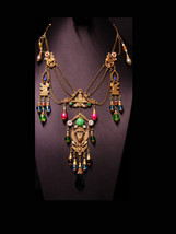 Fabulous vintage Egyptian necklace / HUGE Art Deco Czech glass tassel dr... - $325.00