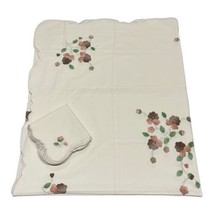 Banquet Floral Embroidered Tablecloth 66.5x115 With 12 Cloth Napkin Set ... - £111.69 GBP