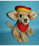 Nanco Paco The Chihuahua Dog 8&quot; Sombrero Hat Beige Plush Soft Toy Vtg 1998 - $14.52