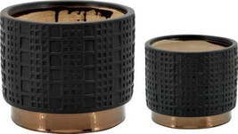 Planters Contemporary Gold Matte Black Set 2 Ceramic - £147.76 GBP