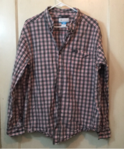 Columbia Long Sleeve Black Red Plaid Cotton Blend Button Shirt XXL - $14.52