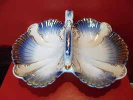 Antique KPM scepter mark 1900&#39;s Divided Porcelain Dish blue cobalt and gold LARG - £75.08 GBP