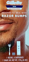 Gillette Mens SkinGuard Razor Bumps: Razor, 3 Cartridges, Shave Gel 5pc Set NIB  - £9.58 GBP